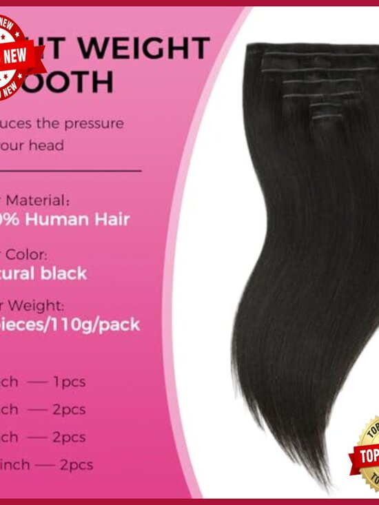 16 Inch Real Human Hair Clip In Extensions 7pcs Thin Weft Seamless